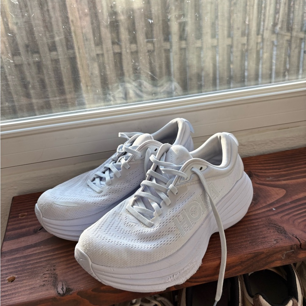 Hoka Bondi 8s Women's White Athletic Running Shoes